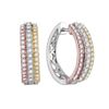 Image 1 : Womens Round Diamond Hoop Earrings 1/2 Cttw 10kt Tri-Tone Gold - REF-39A5M