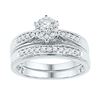 Image 1 : Round Diamond Bridal Wedding Ring Band Set 3/8 Cttw 10kt White Gold - REF-41R9X