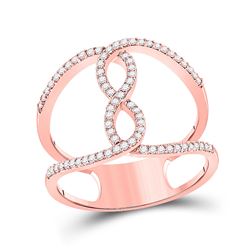 Womens Round Diamond Negative Space Infinity Ring 1/4 Cttw 10kt Rose Gold - REF-21R5X