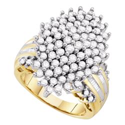 Womens Round Diamond Oval Cluster Ring 2 Cttw 10kt Yellow Gold - REF-82Y9N