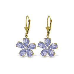 Genuine 4.43 ctw Tanzanite & Diamond Earrings 14KT Yellow Gold - REF-79M3T