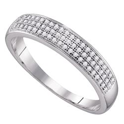 Mens Round Diamond Wedding Pave Band Ring 1/5 Cttw 10kt White Gold - REF-16H9R