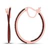 Image 1 : Womens Round Red Color Enhanced Diamond Hoop Earrings 1/3 Cttw 10kt Rose Gold - REF-24X9A