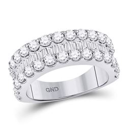 Womens Round Diamond Anniversary Band Ring 2-5/8 Cttw 14kt White Gold - REF-142M5H