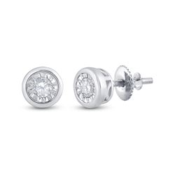 Womens Round Diamond Solitaire Stud Earrings 1/4 Cttw 10kt White Gold - REF-21K5Y