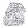 Image 1 : His Hers Round Diamond Cluster Matching Wedding Set 5/8 Cttw 14kt White Gold - REF-96K9Y