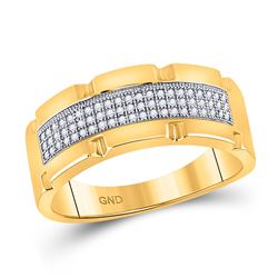 Mens Round Diamond Band Ring 1/5 Cttw 10kt Yellow Gold - REF-26M5H