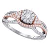 Image 1 : Round Diamond Cluster Bridal Wedding Engagement Ring 1/2 Cttw 10kt Two-tone Gold - REF-45M5H