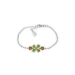 Genuine 3.15 ctw Peridot & Citrine Bracelet 14KT White Gold - REF-56A4K