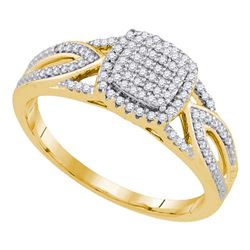 Womens Round Diamond Square Cluster Ring 1/4 Cttw 10kt Yellow Gold - REF-20R5X