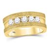 Image 1 : Mens Machine-Set Round Diamond 5-stone Wedding Ring 1 Cttw 10kt Yellow Gold - REF-126W9K