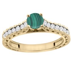 1.66 CTW Malachite & Diamond Ring 14K Yellow Gold - REF-62N5Y