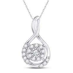 Womens Round Diamond Cluster Pendant 1/10 Cttw 10kt White Gold - REF-7F5W