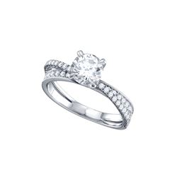 Round Diamond Solitaire Bridal Wedding Engagement Ring 1-1/3 Cttw 14kt White Gold - REF-329X5A