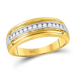 Mens Round Diamond Single Row Band Ring 1/4 Cttw 10kt Yellow Gold - REF-28K9Y