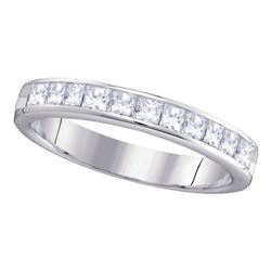 Womens Princess Diamond 4mm Wedding Band Ring 3/4 Cttw 14kt White Gold - REF-65A5M