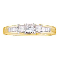 Princess Diamond 3-stone Bridal Wedding Engagement Ring 1/2 Cttw 14kt Yellow Gold - REF-54M5H