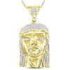 Image 1 : Mens Round Diamond Jesus Face Charm Pendant 1/4 Cttw 10kt Yellow Gold - REF-49X9A