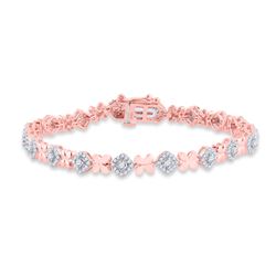 Womens Round Diamond Fashion Bracelet 1 Cttw 14kt Two-tone Gold - REF-107W9K
