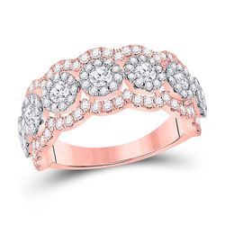 Womens Round Diamond Anniversary Band Ring 1-1/2 Cttw 14kt Rose Gold - REF-103R5X