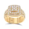 Image 1 : Mens Round Diamond Square Statement Cluster Ring 2-1/3 Cttw 14kt Yellow Gold - REF-159A9M