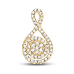 Womens Round Diamond Cluster Pendant 1/4 Cttw 14kt Yellow Gold - REF-27N9F