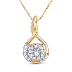 Womens Round Diamond Cluster Pendant 1/10 Cttw 10kt Yellow Gold - REF-7M5H