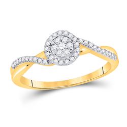 Womens Round Diamond Twist Flower Cluster Ring 1/5 Cttw 14kt Yellow Gold - REF-21F5W