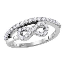 Womens Round Diamond Woven Infinity Band Ring 1/2 Cttw 10kt White Gold - REF-29F9W