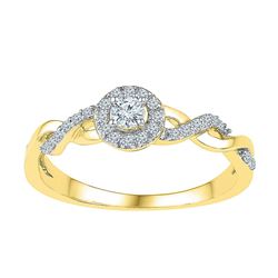 Round Diamond Solitaire Bridal Wedding Engagement Ring 1/5 Cttw 10kt Yellow Gold - REF-18Y9N