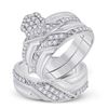 Image 1 : His Hers Round Diamond Cluster Matching Wedding Set 3/4 Cttw 10kt White Gold - REF-60A9M