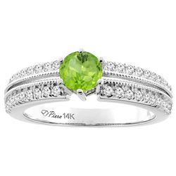 1.10 CTW Peridot & Diamond Ring 14K White Gold - REF-66W9F