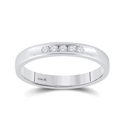 Womens Round Diamond Wedding Single Row Band 1/8 Cttw 14kt White Gold - REF-19R5X