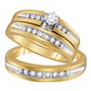 Image 1 : His Hers Round Diamond Solitaire Matching Wedding Set 1/2 Cttw 10kt Yellow Gold - REF-57Y5N