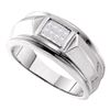 Image 1 : Mens Princess Diamond Cluster Band Ring 1/4 Cttw 14kt White Gold - REF-54F9W