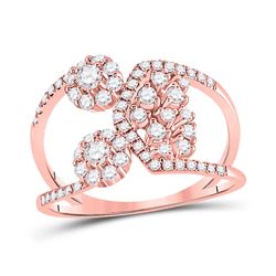 Womens Round Diamond Modern Negative Space Band Ring 3/4 Cttw 14kt Rose Gold - REF-52F9W