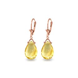 Genuine 10.20 ctw Citrine Earrings 14KT Rose Gold - REF-28M9T