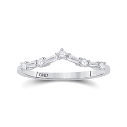 Womens Baguette Diamond Chevron Band Ring 1/5 Cttw 14kt White Gold - REF-16R9X