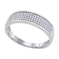 Mens Round Diamond Pave Band Ring 1/4 Cttw 10kt White Gold - REF-21W5K