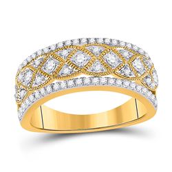 Womens Round Diamond Band Ring 1/2 Cttw 14kt Yellow Gold - REF-65X5A