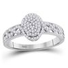 Image 1 : Round Diamond Oval Cluster Milgrain Twist Bridal Ring 1/4 Cttw 10kt White Gold - REF-20R9X