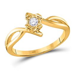 Womens Round Diamond Solitaire Promise Ring 1/8 Cttw 10kt Yellow Gold - REF-15N5F