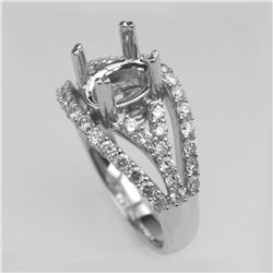 0.91 CTW Diamond Semi Mount Ring 14K White Gold - REF-110N3Y