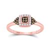 Image 1 : Womens Round Brown Diamond Square Cluster Ring 1/5 Cttw 10kt Rose Gold - REF-13R9X