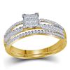 Image 1 : Princess Diamond Bridal Wedding Ring Band Set 1/2 Cttw 14kt Yellow Gold - REF-41M9H