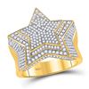 Image 1 : Mens Round Diamond Statement Cluster Star Ring 1-3/4 Cttw 10kt Yellow Gold - REF-96N9F