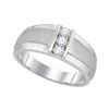Image 1 : Mens Round Diamond Wedding 3-Stone Band Ring 1/4 Cttw 10kt White Gold - REF-32H5R