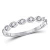 Image 1 : Womens Round Diamond Twist Stackable Band Ring 1/10 Cttw 14kt White Gold - REF-16M9H