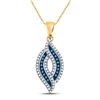 Image 1 : Womens Round Blue Color Enhanced Diamond Oval Frame Pendant 1/3 Cttw 10kt Yellow Gold - REF-14Y9N