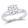 Image 1 : Womens Round Diamond Flower Cluster Ring 1/2 Cttw 10kt White Gold - REF-35H5R